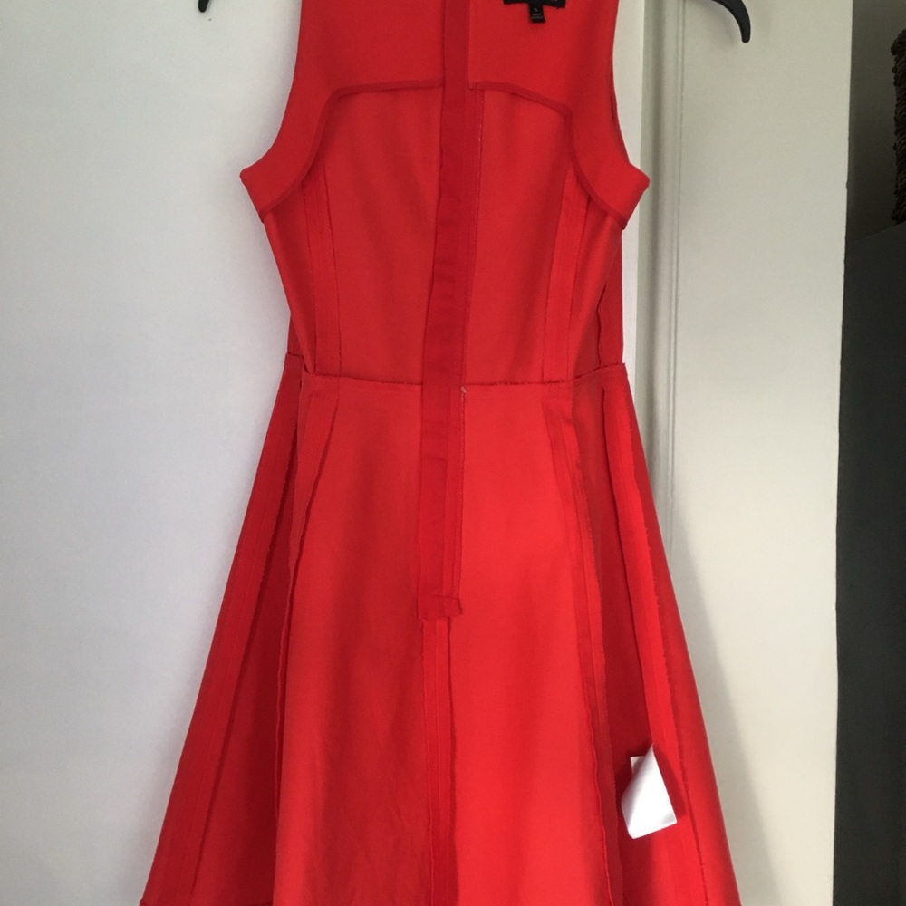 Banana Republic Dress Sz 6 Red Fit & Flare Sleeveless Below Knee Zipper Y2K - Picture 6 of 9